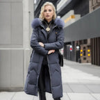 Women Puffer Jacket | Extended Length with Fur-Trimmed Hood - Evergreen Outfits- Jackets