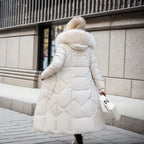 Women Puffer Jacket | Extended Length with Fur-Trimmed Hood - Evergreen Outfits- Jackets