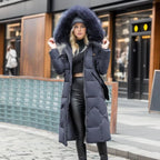 Women Puffer Jacket | Extended Length with Fur-Trimmed Hood - Evergreen Outfits- Jackets