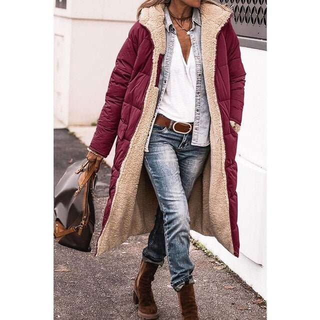 Women Puffer Jacket | Reversible Long Hooded Fit - Evergreen Outfits- Jackets