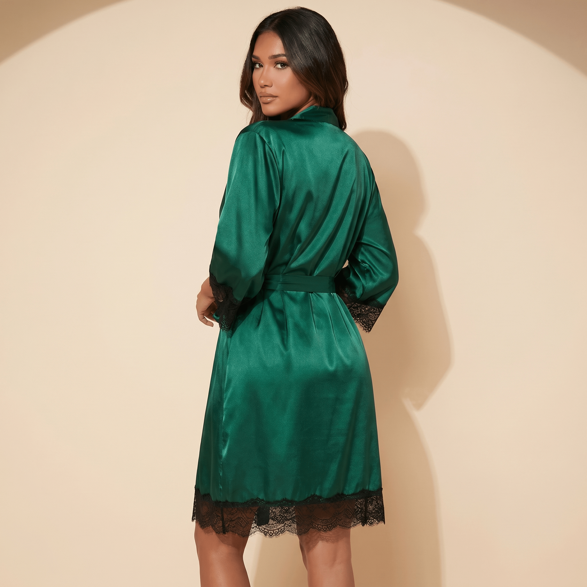 Women Pyjama Set Satin Two Piece Lace Print Sleepwear Set - Evergreen Outfits- Women Sleepwear