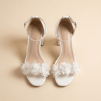 Women Sandals Block Heel Peep Toe Ankle Buckle Closure - Evergreen Outfits - Women Sandal