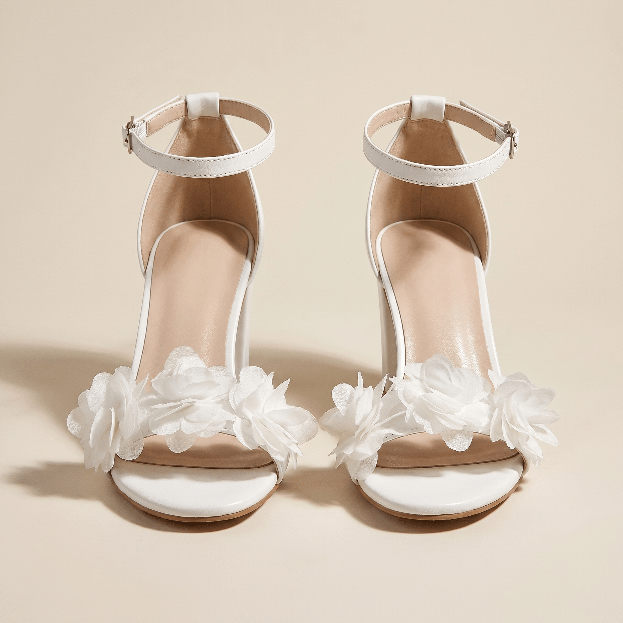 Women Sandals Block Heel Peep Toe Ankle Buckle Closure - Evergreen Outfits - Women Sandal
