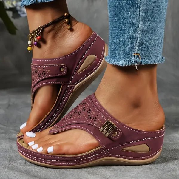 Women Sandals Footbed Design Wedge Heel Comfort Fit - Evergreen Outfits - Women Sandal