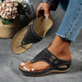 Women Sandals Footbed Design Wedge Heel Comfort Fit - Evergreen Outfits - Women Sandal