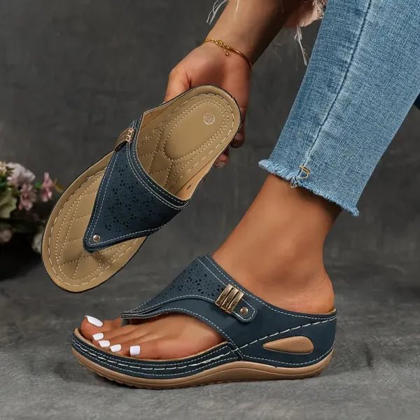 Women Sandals Footbed Design Wedge Heel Comfort Fit - Evergreen Outfits - Women Sandal