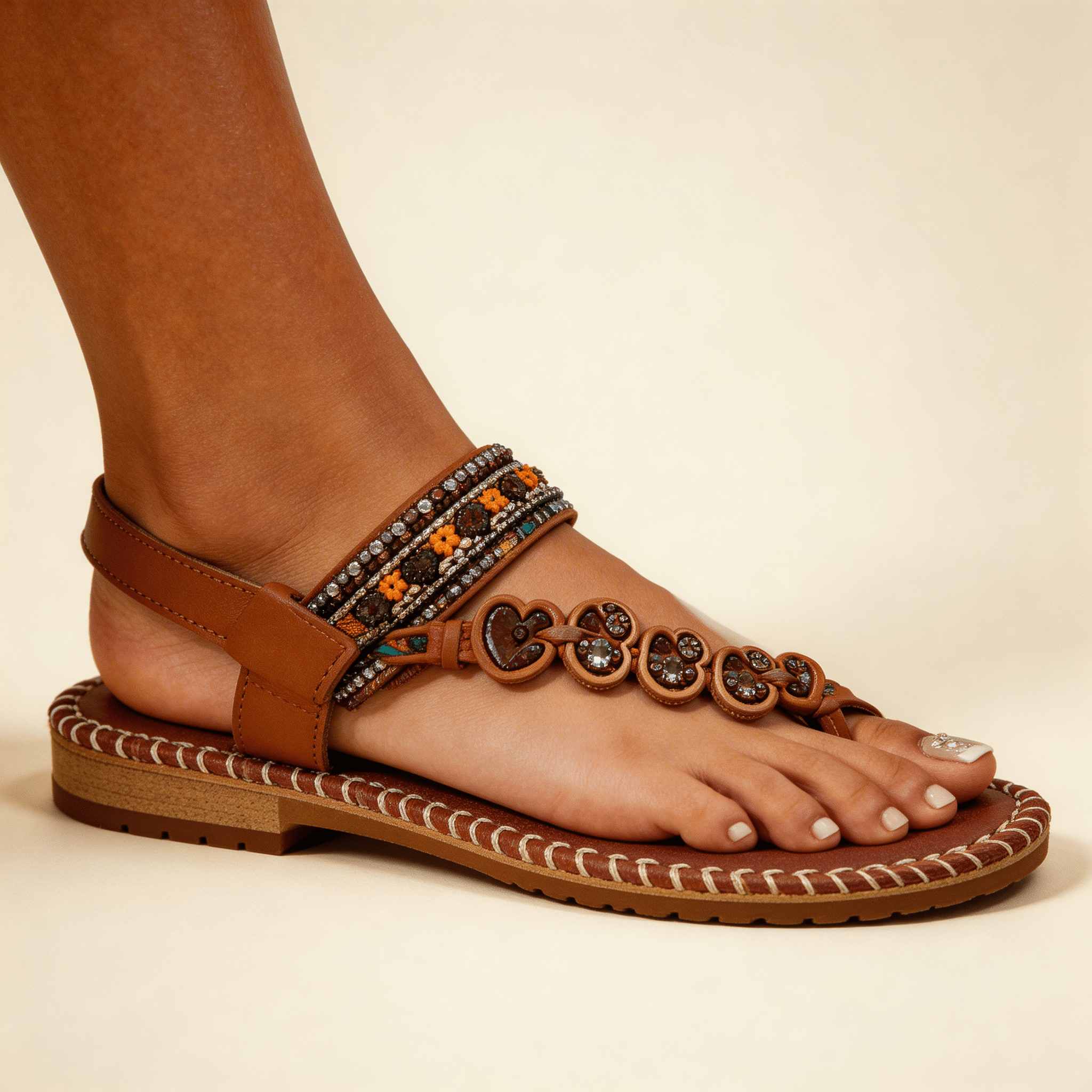 Women Sandals Open Toe Slip - On Flat Style Comfort Fit - Evergreen Outfits - Women Sandal