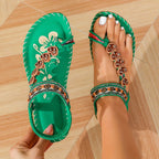 Women Sandals Open Toe Slip - On Flat Style Comfort Fit - Evergreen Outfits - Women Sandal