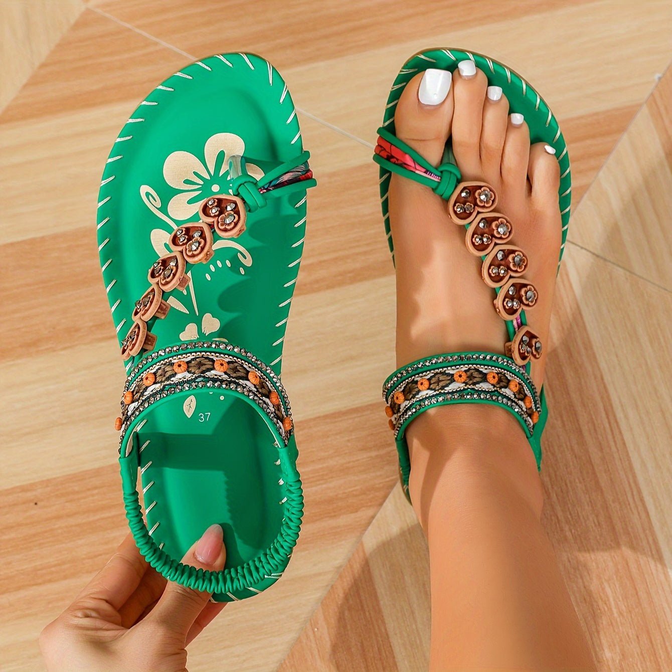 Women Sandals Open Toe Slip - On Flat Style Comfort Fit - Evergreen Outfits - Women Sandal