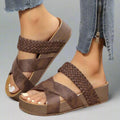 Women Sandals Platform Open Toe Slip - On Braided Strap - Evergreen Outfits - Women Sandal