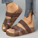 Women Sandals Platform Open Toe Slip - On Braided Strap - Evergreen Outfits - Women Sandal