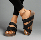 Women Sandals Platform Open Toe Slip - On Braided Strap - Evergreen Outfits - Women Sandal