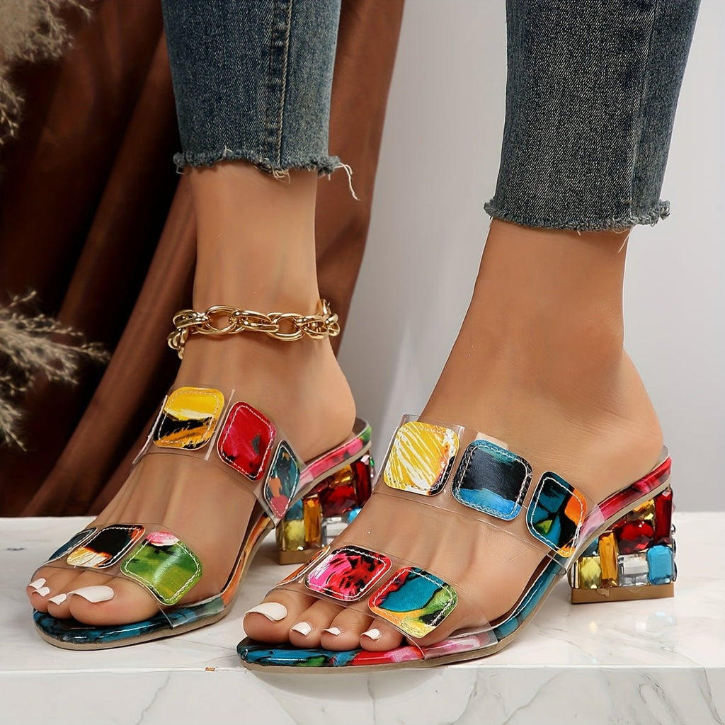 Women Sandals Slide - On Closure Two Strap Embellished Detail - Evergreen Outfits - Women Sandal