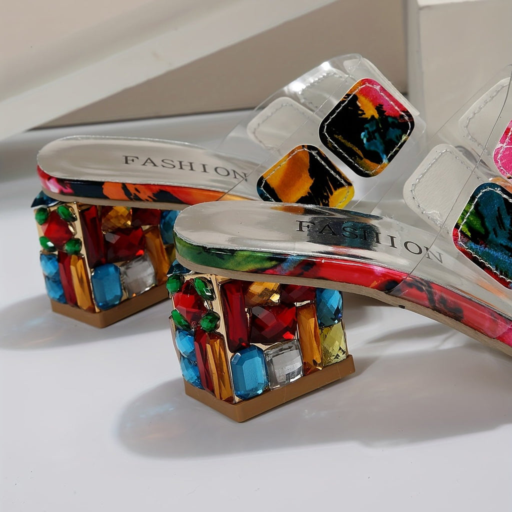 Women Sandals Slide - On Closure Two Strap Embellished Detail - Evergreen Outfits - Women Sandal