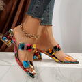 Women Sandals Slide - On Closure Two Strap Embellished Detail - Evergreen Outfits - Women Sandal