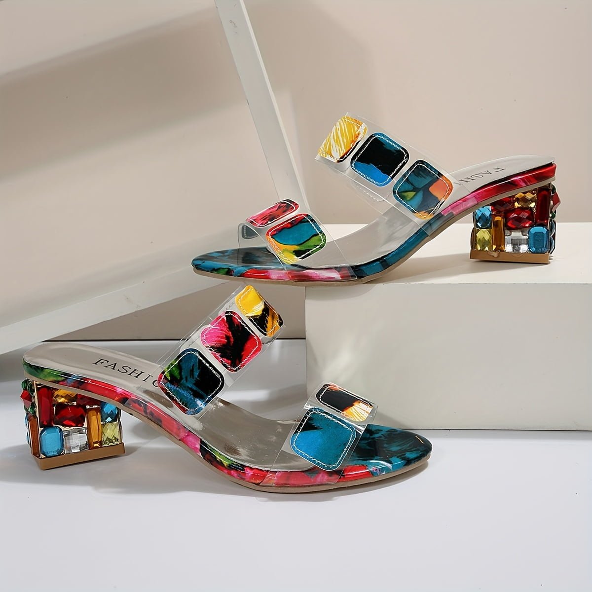 Women Sandals Slide - On Closure Two Strap Embellished Detail - Evergreen Outfits - Women Sandal