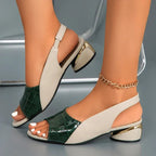 Women Sandals Slingback Strap Open Toe Block Heel Design - Evergreen Outfits - Women Sandal