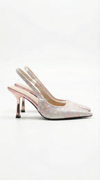 Women Sandals Slingback Strap Pointed Toe Heel Design - Evergreen Outfits - Women Sandal