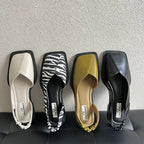 Women Sandals Slingback Strap Square Toe Flat Design - Evergreen Outfits - Women Sandal