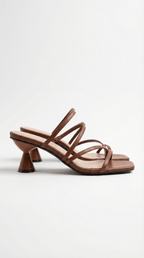 Women Sandals Strappy Square Toe Heel Ankle Strap Design - Evergreen Outfits - Women Sandal