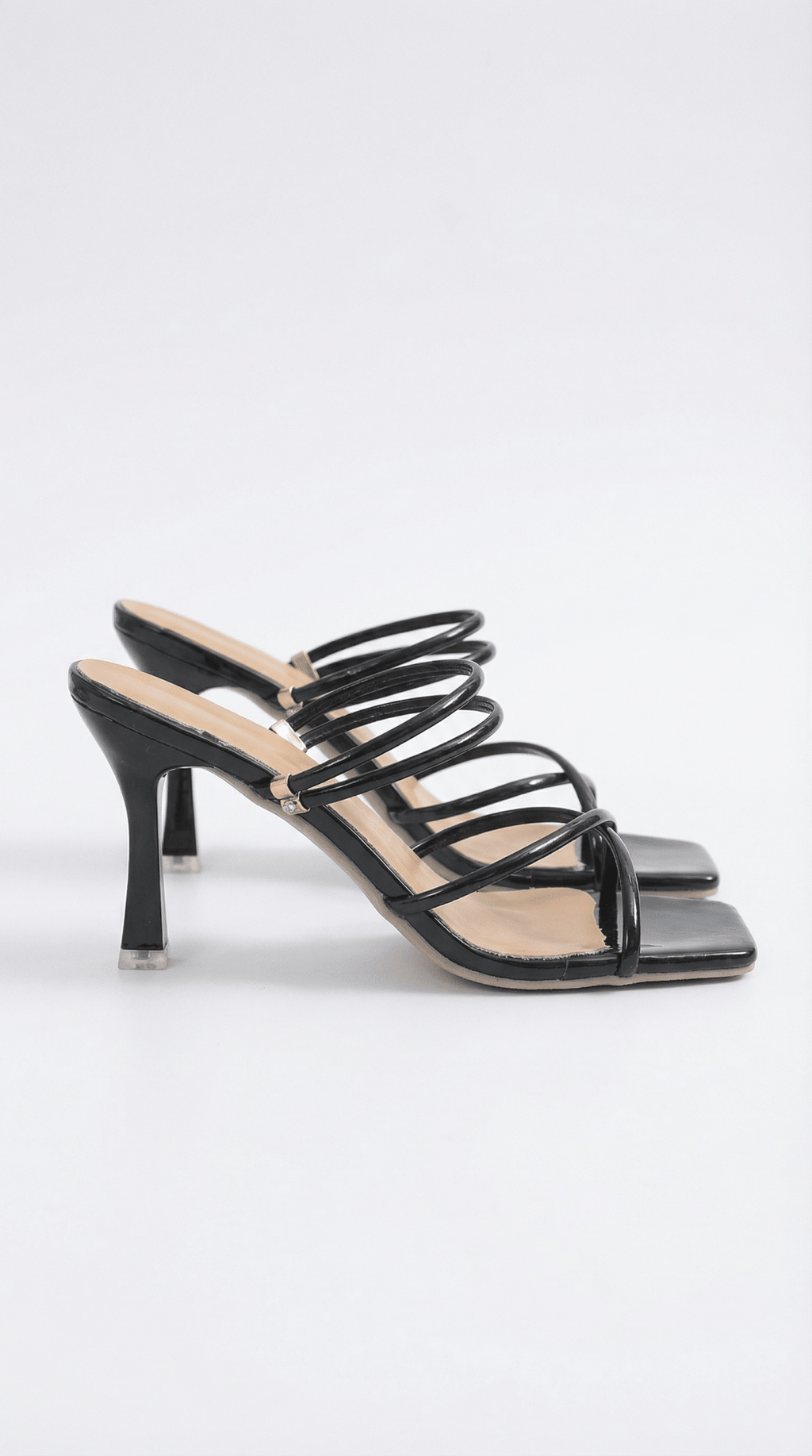Women Sandals Strappy Square Toe High Heel Slip On Design - Evergreen Outfits - Women Sandal