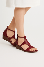 Women Sandals Wedge Heel Ankle Strap Buckle Closure - Evergreen Outfits - Women Sandal