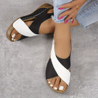 Women Sandals Wedge Heel Open Toe Ankle Strap Closure - Evergreen Outfits - Women Sandal
