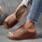 Women Sandals Wedge Heel Slip On Open Toe Platform - Evergreen Outfits - Women Sandal