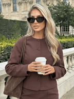 Women Set Cropped Blazer High Waist Mini Skirt Outfit - Evergreen Outfits - Women Set