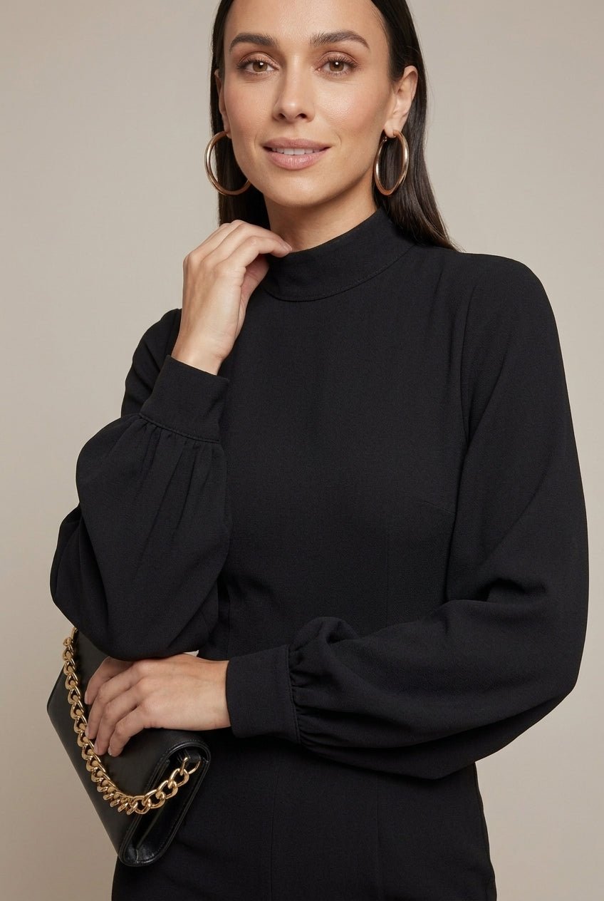 Women Set | High Neck Top and Wide Leg Trousers - Evergreen Outfits- Sets