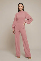 Women Set | High Neck Top and Wide Leg Trousers - Evergreen Outfits- Sets