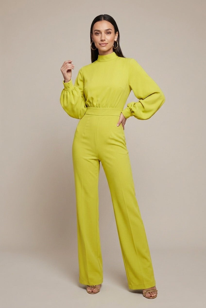 Women Set | High Neck Top and Wide Leg Trousers - Evergreen Outfits- Sets