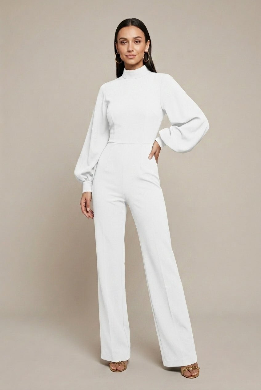 Women Set | High Neck Top and Wide Leg Trousers - Evergreen Outfits- Sets