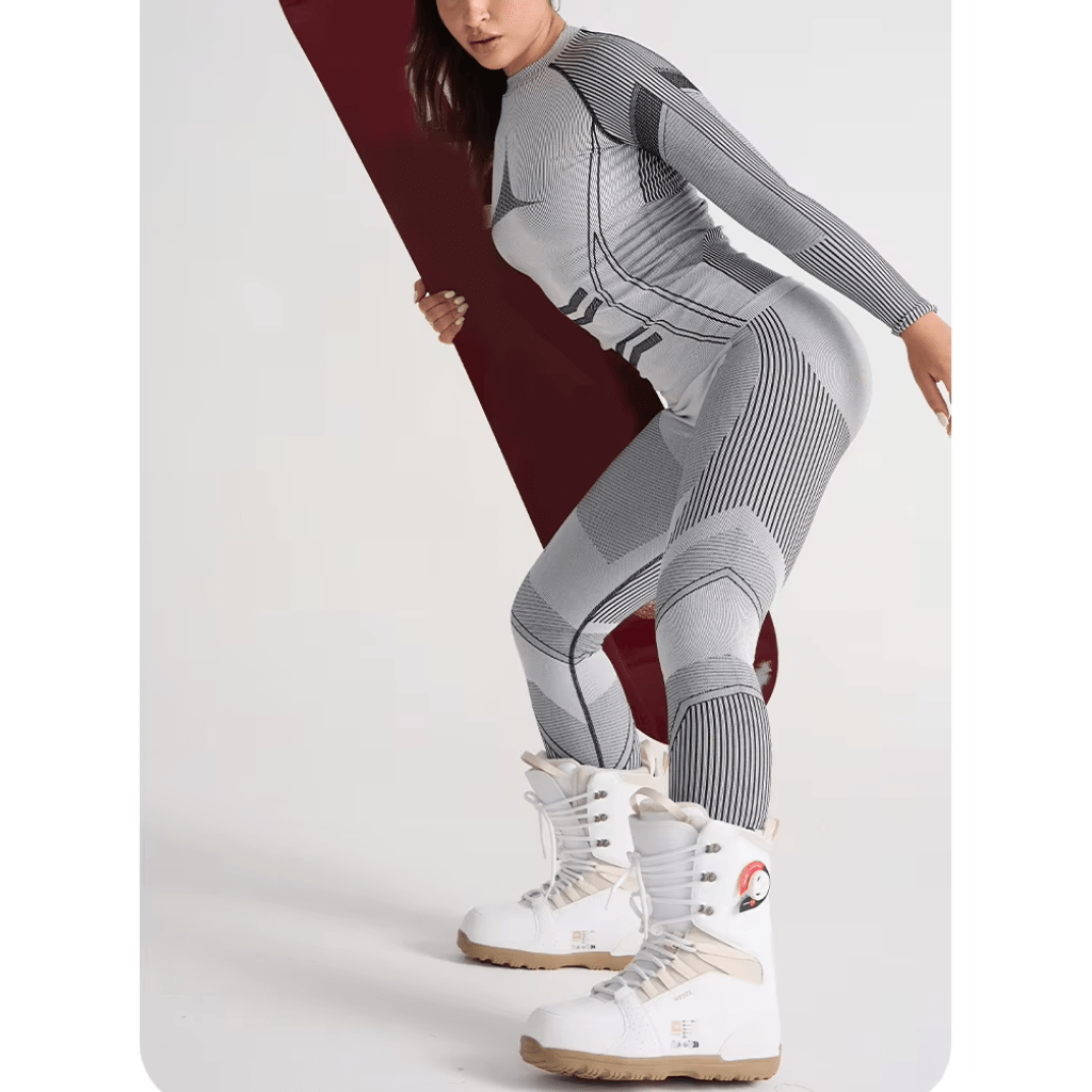 Women Set | Long-Sleeve Top and Leggings with Ribbed Cuffs - Evergreen Outfits- Sets