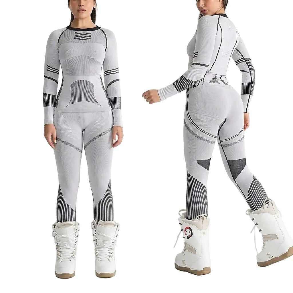 Women Set | Long-Sleeve Top and Leggings with Ribbed Cuffs - Evergreen Outfits- Sets