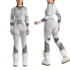 Women Set | Long-Sleeve Top and Leggings with Ribbed Cuffs - Evergreen Outfits- Sets
