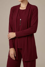 Women Set | Relaxed Fit Three-Piece with Wide Leg Trousers - Evergreen Outfits- Sets