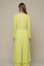 Women Set | Sheer Long Top and Matching Trousers Duo - Evergreen Outfits- Sets