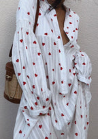 Women Shirt Dress Oversized Maxi Length Balloon Sleeve - Evergreen Outfits - Women Maxi Dress
