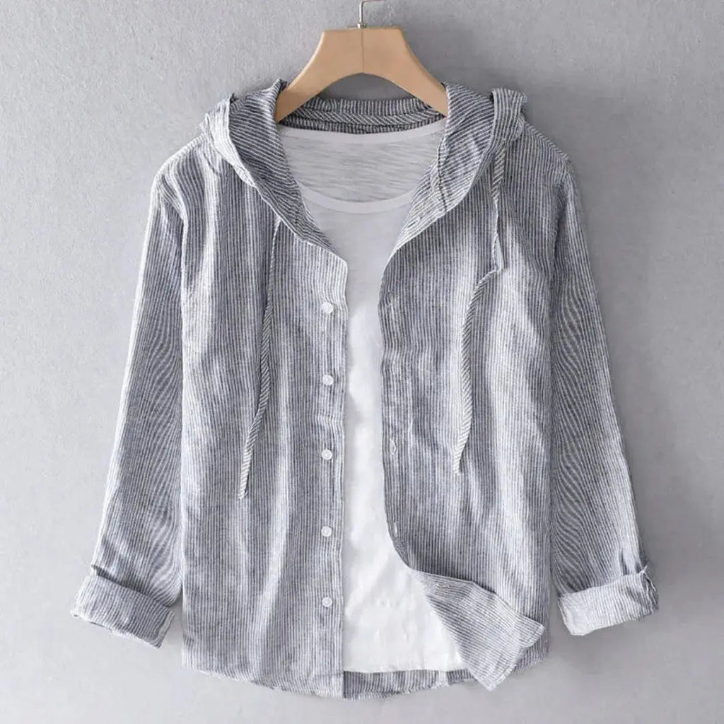 Women Shirt Hooded Long Sleeve Button Closure Regular Fit - Evergreen Outfits - Women Top