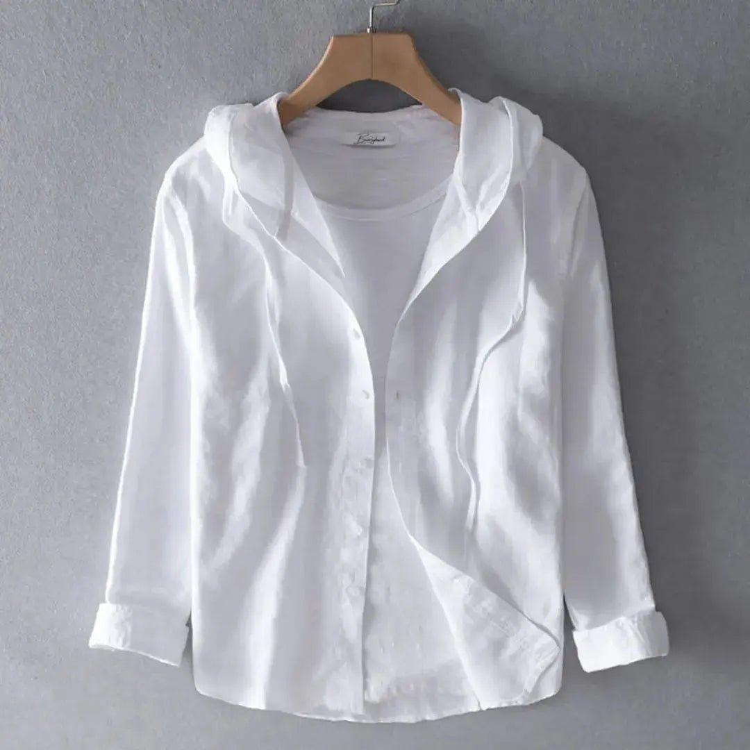 Women Shirt Hooded Long Sleeve Button Closure Regular Fit - Evergreen Outfits - Women Top