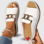 Women Shoes Slip - On Closure Flat Sole Minimalist Design - Evergreen Outfits - Women Sandal