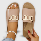 Women Shoes Slip - On Closure Flat Sole Minimalist Design - Evergreen Outfits - Women Sandal