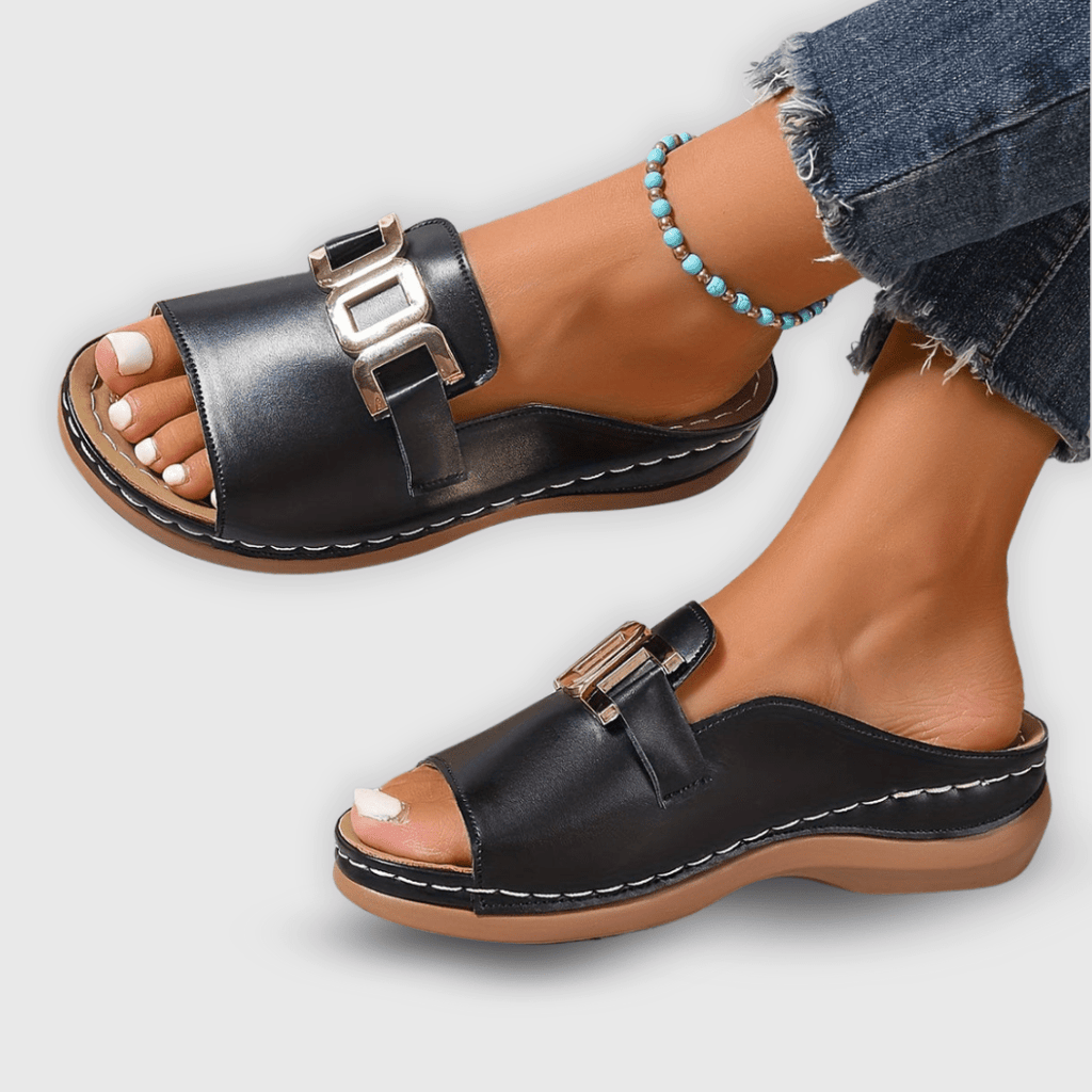 Women Shoes Slip - On Closure Flat Sole Minimalist Design - Evergreen Outfits - Women Sandal