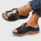 Women Shoes Slip - On Closure Flat Sole Minimalist Design - Evergreen Outfits - Women Sandal