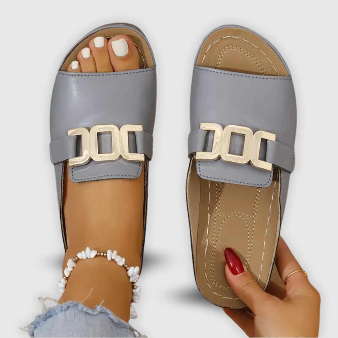 Women Shoes Slip - On Closure Flat Sole Minimalist Design - Evergreen Outfits - Women Sandal