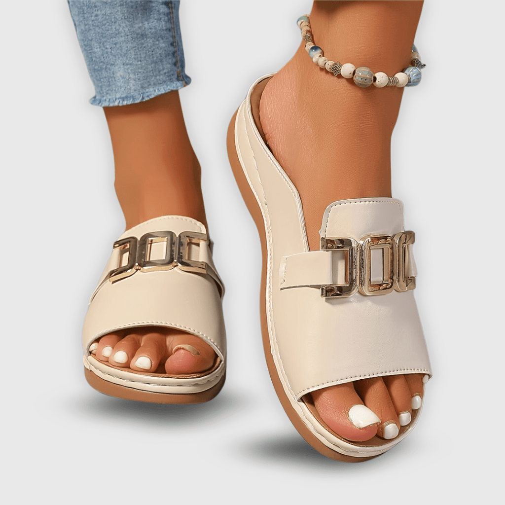Women Shoes Slip - On Closure Flat Sole Minimalist Design - Evergreen Outfits - Women Sandal