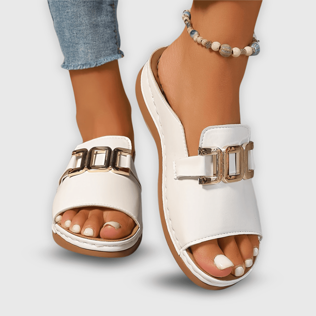 Women Shoes Slip - On Closure Flat Sole Minimalist Design - Evergreen Outfits - Women Sandal