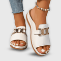Women Shoes Slip - On Closure Flat Sole Minimalist Design - Evergreen Outfits - Women Sandal