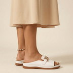 Women Shoes Slip - On Closure Flat Sole Minimalist Design - Evergreen Outfits - Women Sandal